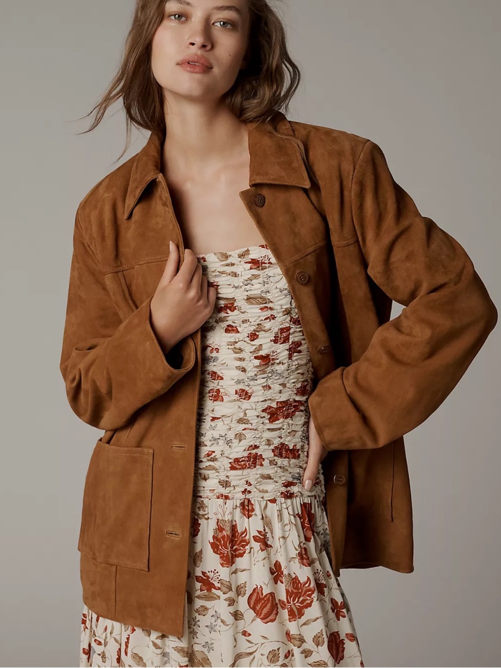 Reformation Veda Lincoln Suede Shirt Jacket
